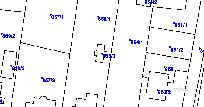 Parcela st. 855/3 v KÚ Vratimov, Katastrální mapa