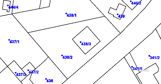 Parcela st. 438/3 v KÚ Vratimov, Katastrální mapa