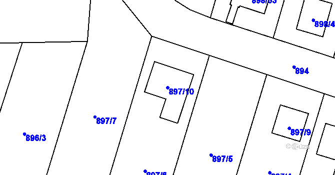 Parcela st. 897/10 v KÚ Vratimov, Katastrální mapa