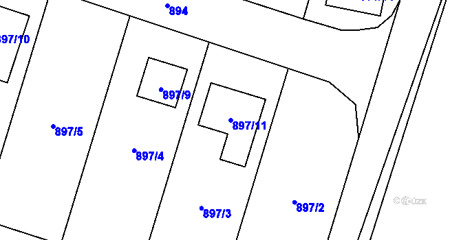 Parcela st. 897/11 v KÚ Vratimov, Katastrální mapa