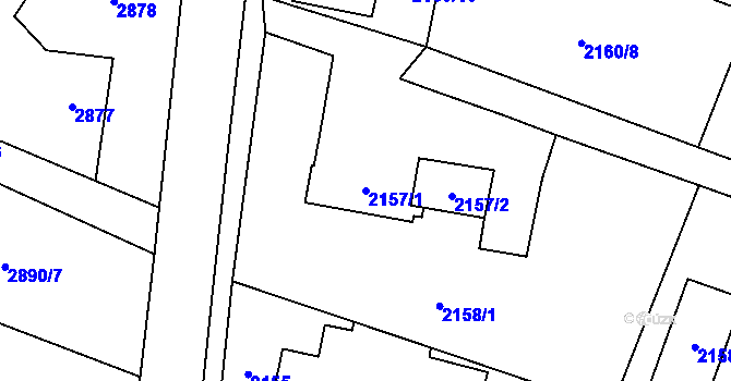 Parcela st. 2157/1 v KÚ Vratimov, Katastrální mapa