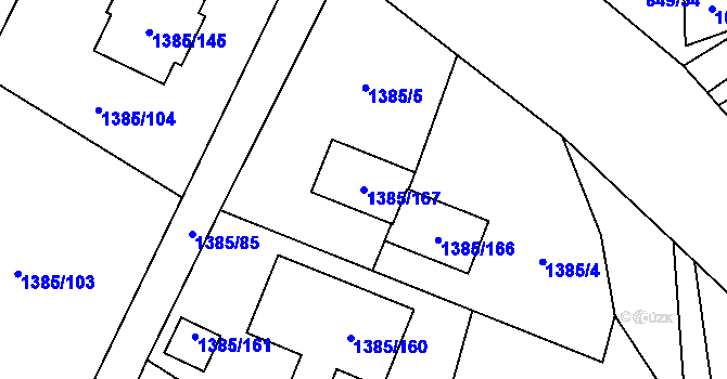 Parcela st. 1385/167 v KÚ Vratimov, Katastrální mapa