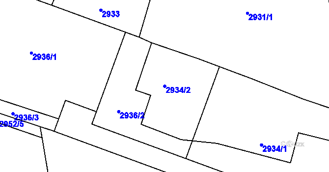 Parcela st. 2934/2 v KÚ Vratimov, Katastrální mapa