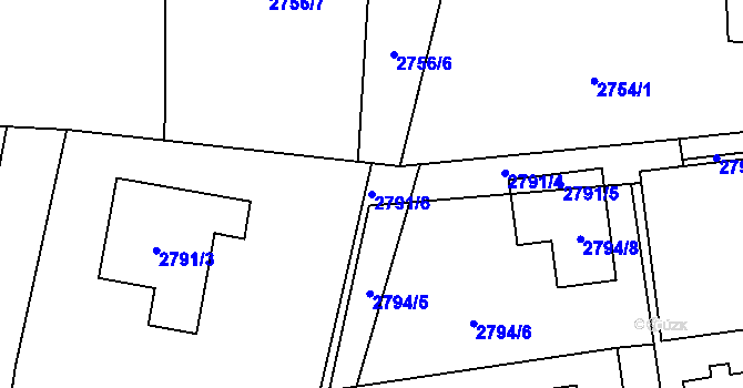 Parcela st. 2791/6 v KÚ Vratimov, Katastrální mapa