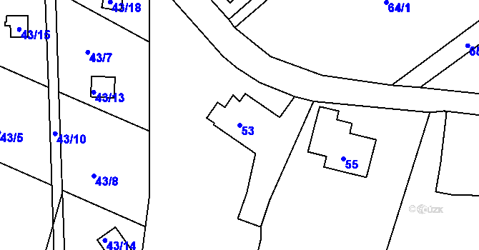 Parcela st. 53 v KÚ Kunratice u Liberce, Katastrální mapa