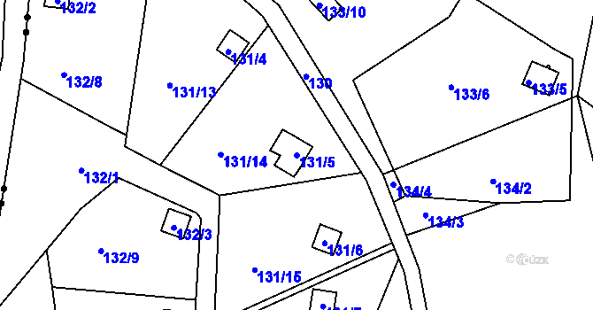 Parcela st. 131/5 v KÚ Kunratice u Liberce, Katastrální mapa