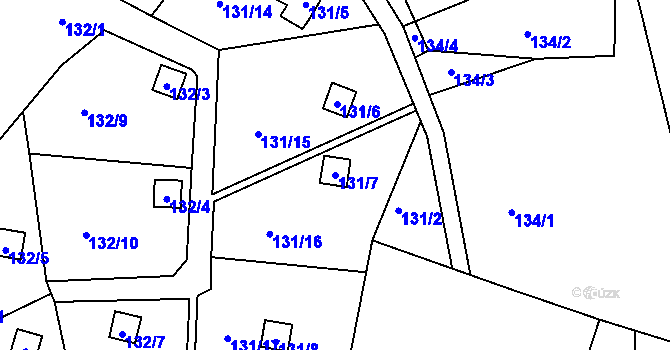 Parcela st. 131/7 v KÚ Kunratice u Liberce, Katastrální mapa