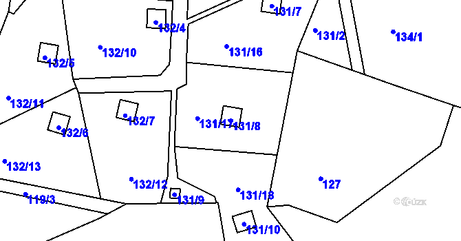 Parcela st. 131/8 v KÚ Kunratice u Liberce, Katastrální mapa