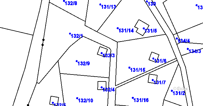 Parcela st. 132/3 v KÚ Kunratice u Liberce, Katastrální mapa