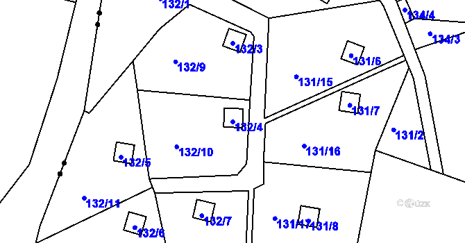 Parcela st. 132/4 v KÚ Kunratice u Liberce, Katastrální mapa