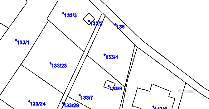 Parcela st. 133/4 v KÚ Kunratice u Liberce, Katastrální mapa