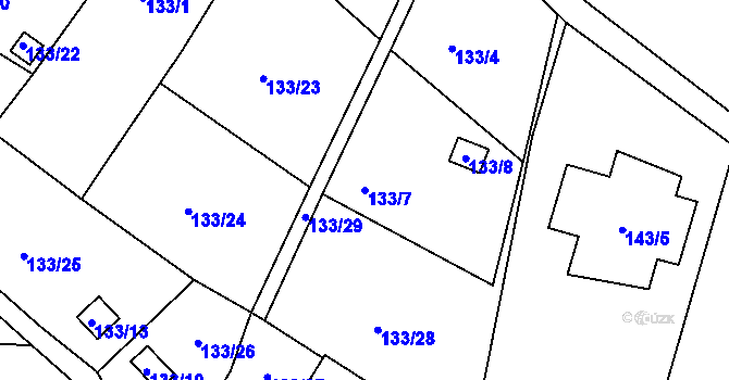 Parcela st. 133/7 v KÚ Kunratice u Liberce, Katastrální mapa