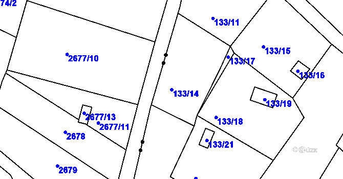 Parcela st. 133/14 v KÚ Kunratice u Liberce, Katastrální mapa