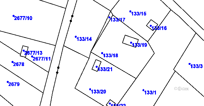 Parcela st. 133/18 v KÚ Kunratice u Liberce, Katastrální mapa