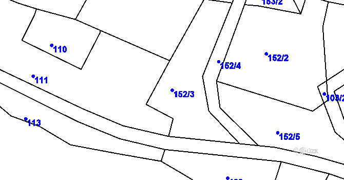 Parcela st. 152/3 v KÚ Kunratice u Liberce, Katastrální mapa