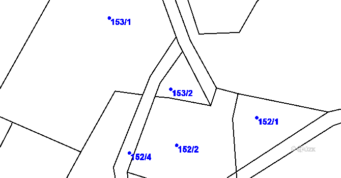 Parcela st. 153/2 v KÚ Kunratice u Liberce, Katastrální mapa