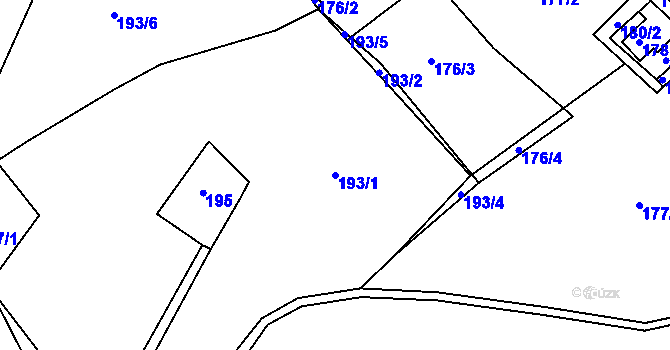 Parcela st. 193/1 v KÚ Kunratice u Liberce, Katastrální mapa