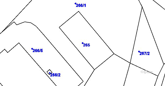 Parcela st. 265 v KÚ Kunratice u Liberce, Katastrální mapa