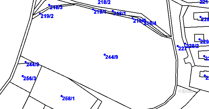 Parcela st. 244/9 v KÚ Kunratice u Liberce, Katastrální mapa
