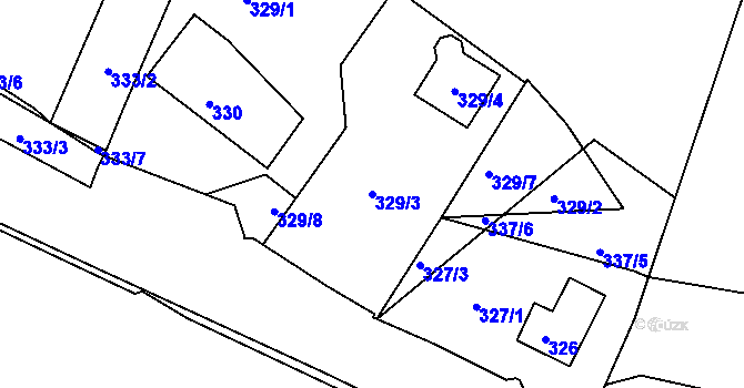 Parcela st. 329/3 v KÚ Kunratice u Liberce, Katastrální mapa