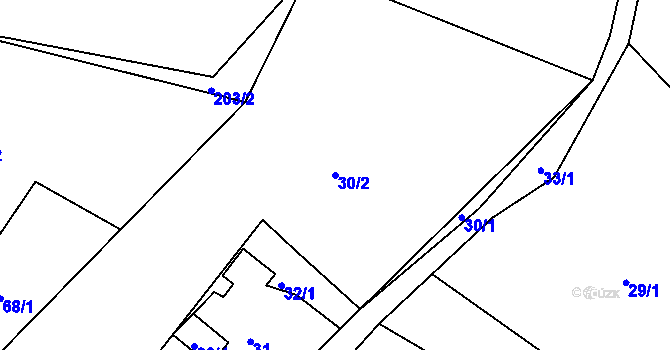 Parcela st. 30/2 v KÚ Kunratice u Liberce, Katastrální mapa
