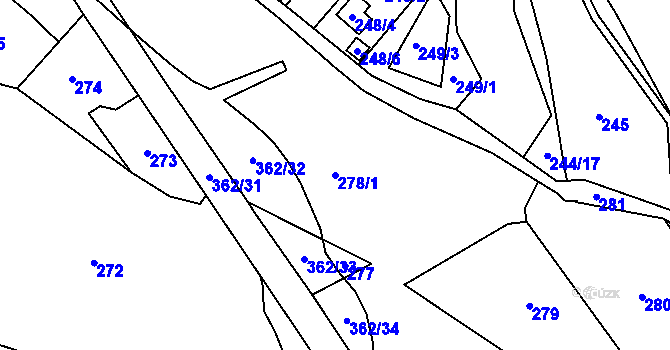 Parcela st. 278/1 v KÚ Kunratice u Liberce, Katastrální mapa