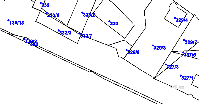 Parcela st. 329/5 v KÚ Kunratice u Liberce, Katastrální mapa