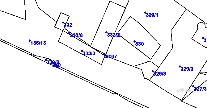 Parcela st. 333/7 v KÚ Kunratice u Liberce, Katastrální mapa