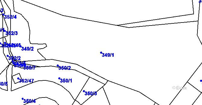 Parcela st. 349/1 v KÚ Kunratice u Liberce, Katastrální mapa