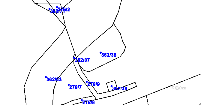 Parcela st. 362/38 v KÚ Kunratice u Liberce, Katastrální mapa