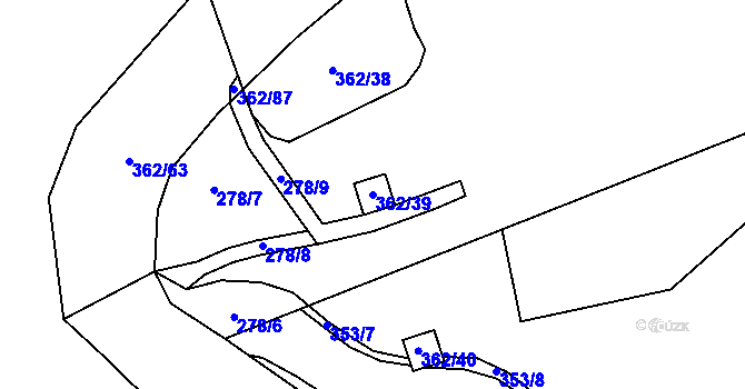 Parcela st. 362/39 v KÚ Kunratice u Liberce, Katastrální mapa