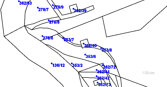 Parcela st. 362/40 v KÚ Kunratice u Liberce, Katastrální mapa