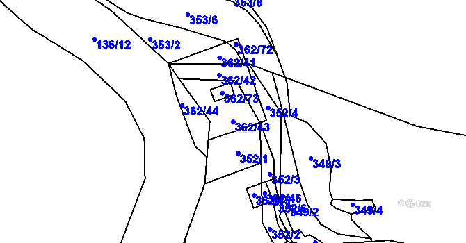 Parcela st. 362/43 v KÚ Kunratice u Liberce, Katastrální mapa