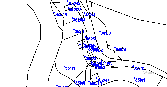 Parcela st. 362/46 v KÚ Kunratice u Liberce, Katastrální mapa