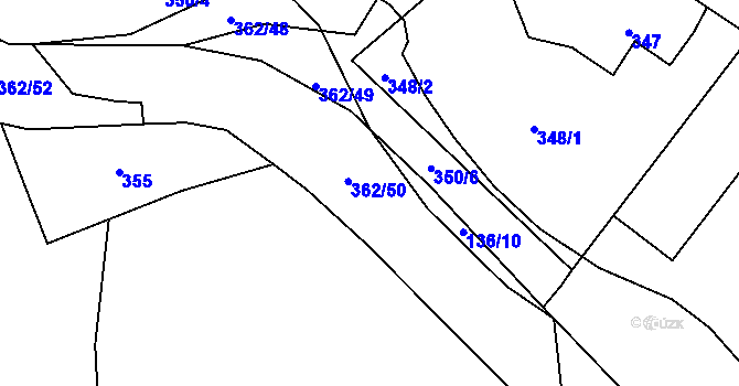 Parcela st. 362/50 v KÚ Kunratice u Liberce, Katastrální mapa