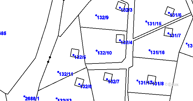 Parcela st. 132/10 v KÚ Kunratice u Liberce, Katastrální mapa