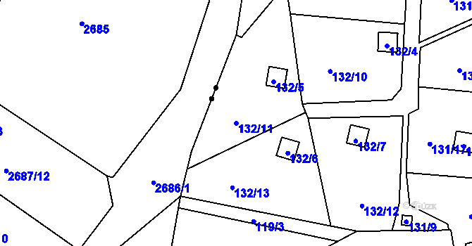Parcela st. 132/11 v KÚ Kunratice u Liberce, Katastrální mapa