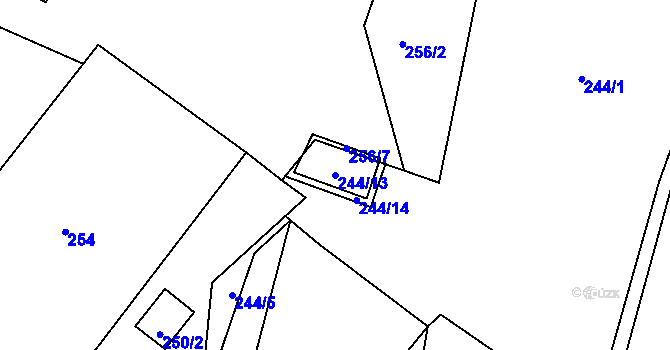 Parcela st. 244/13 v KÚ Kunratice u Liberce, Katastrální mapa