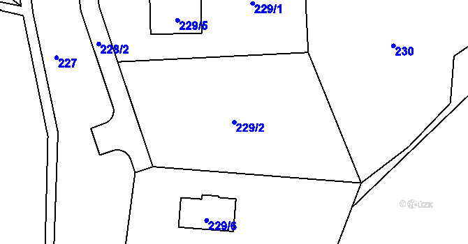 Parcela st. 229/2 v KÚ Kunratice u Liberce, Katastrální mapa