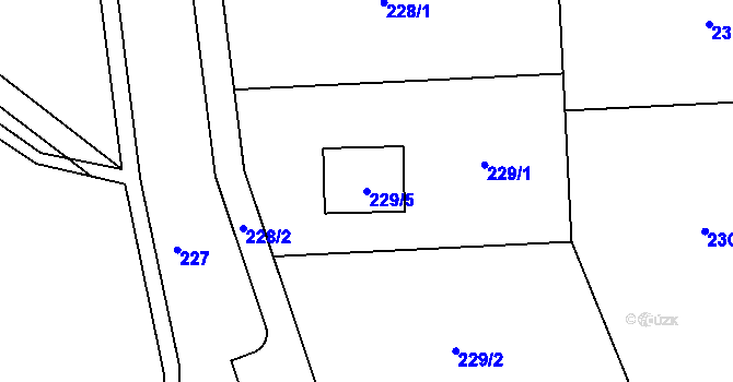 Parcela st. 229/5 v KÚ Kunratice u Liberce, Katastrální mapa