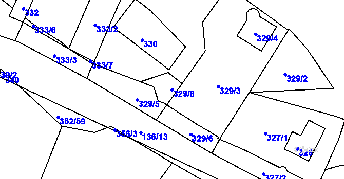 Parcela st. 329/8 v KÚ Kunratice u Liberce, Katastrální mapa