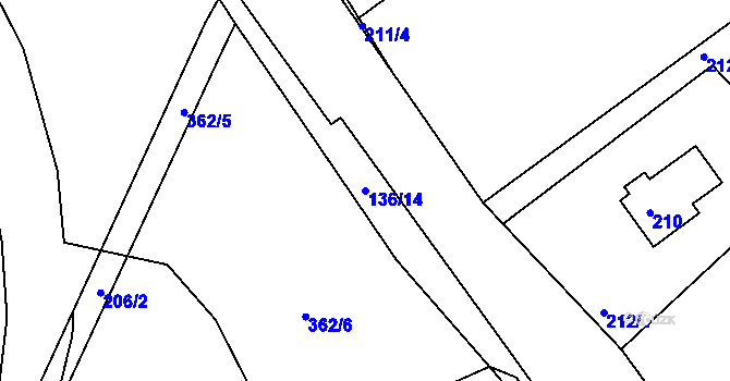 Parcela st. 136/14 v KÚ Kunratice u Liberce, Katastrální mapa