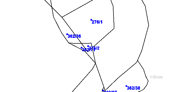 Parcela st. 276/2 v KÚ Kunratice u Liberce, Katastrální mapa