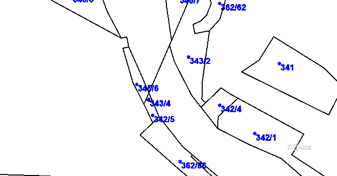 Parcela st. 343/3 v KÚ Kunratice u Liberce, Katastrální mapa
