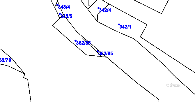 Parcela st. 362/85 v KÚ Kunratice u Liberce, Katastrální mapa