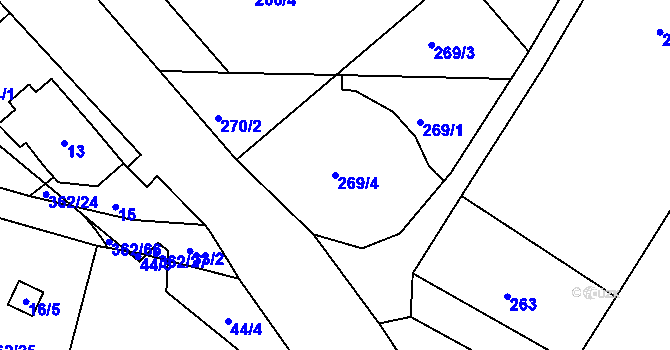 Parcela st. 269/4 v KÚ Kunratice u Liberce, Katastrální mapa