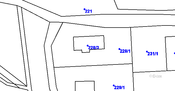 Parcela st. 228/3 v KÚ Kunratice u Liberce, Katastrální mapa