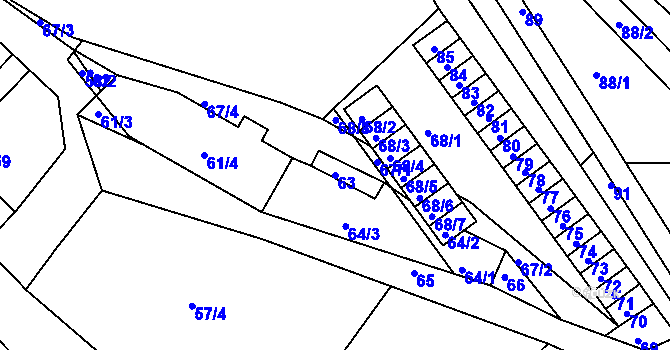 Parcela st. 63 v KÚ Vratislavice nad Nisou, Katastrální mapa