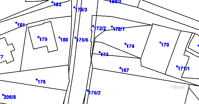 Parcela st. 173 v KÚ Vratislavice nad Nisou, Katastrální mapa