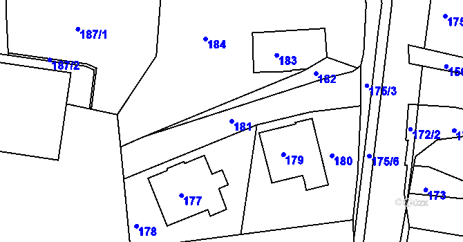Parcela st. 181 v KÚ Vratislavice nad Nisou, Katastrální mapa